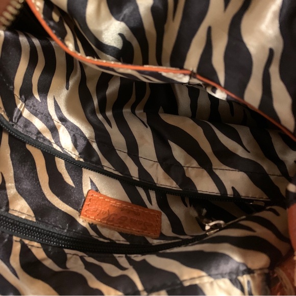 Leather Bag X Sam & Kate by Park Avenue Tan/ Orange tone  Rlaxed Tote Satchel - Picture 7 of 7